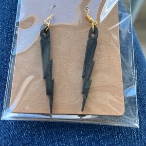 Black Lightning Bolt Earrings